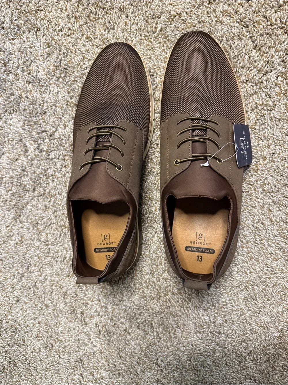 George Brown Textured Slip-On Lace-Up Casual Shoes with Cream Sole